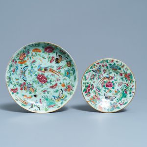 Un service à thé en porcelaine de Chine famille rose de Canton à fond céladon, 19ème — photo 2