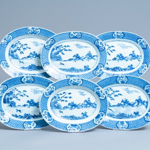 Un service en porcelaine de Chine en bleu et blanc à décor de scènes de chasse, 18/19ème — photo 48
