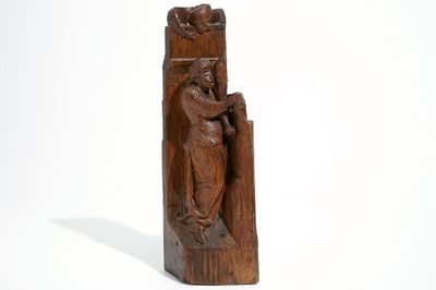 Un spectateur, fragment de retable, chêne, Anvers, 16ème