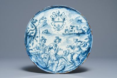 Un tazza armorié en majolique italienne, Savino, 18ème