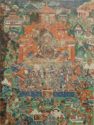Un thangka à décor de Mahakala, Sino-Tibet, 18/19ème