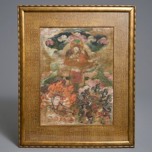 Un thangka à décor de Padmasambhava, Tibet, 18/19ème — photo 2