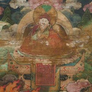 Un thangka à décor de Padmasambhava, Tibet, 18/19ème — photo 3