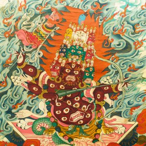 Un thangka à décor de Rahula dans son cadre, Tibet, 19ème — photo 3