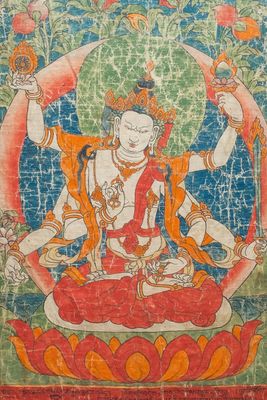 Un thangka à décor de 'Vasudhara', Tibet ou Népal, 19ème