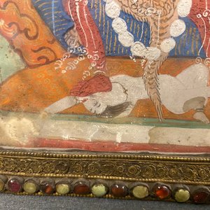 Un thangka dans son cadre en cuivre doré incrusté, Tibet, 19ème — photo 11
