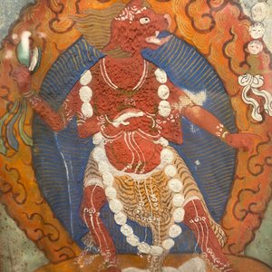 Un thangka dans son cadre en cuivre doré incrusté, Tibet, 19ème — photo 17