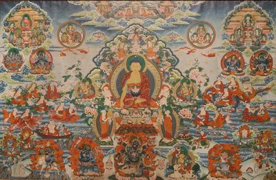Un thangka de grand format, Tibet ou Népal, 19/20ème
