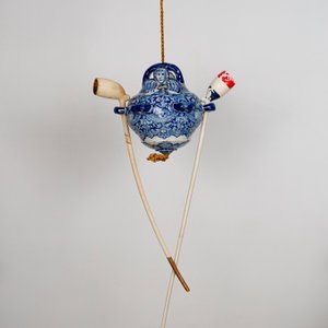 Un très rare porte-pipe en faïence de Delft bleu et blanc, 17/18ème — photo 2