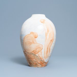 Un vase art deco à décor de femmes baignantes, Félix-Pascal Févola pour Lachenal, France, vers 1930 — photo 4