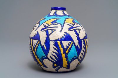 Un vase art deco aux émaux craquelés, Charles Catteau pour Boch Kéramis, 1ère moitié du 20ème