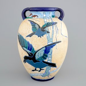 Un vase art deco aux oiseaux, Amphora, Tchécoslovaquie, début 20ème — photo 1