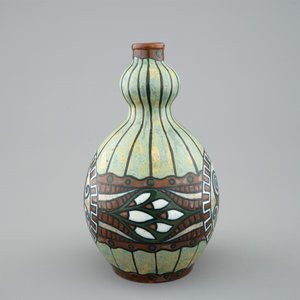 Un vase bouteille en grès de Boch Kéramis, 20ème — photo 2