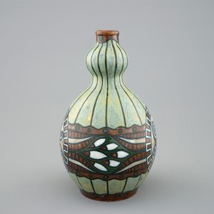 Un vase bouteille en grès de Boch Kéramis, 20ème — photo 4