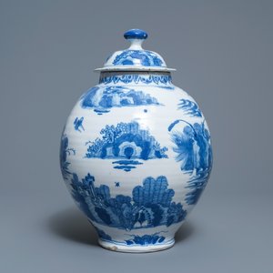 Un vase couvert en faïence de Delft bleu et blanc, 2ème moitié du 17ème — photo 2