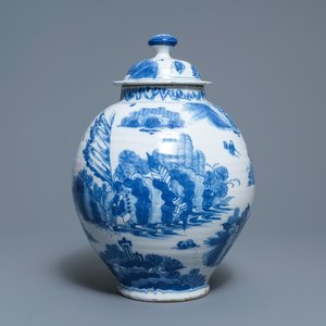 Un vase couvert en faïence de Delft bleu et blanc, 2ème moitié du 17ème — photo 3