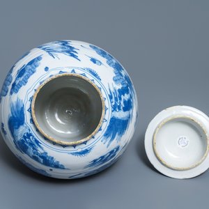 Un vase couvert en faïence de Delft bleu et blanc, 2ème moitié du 17ème — photo 5