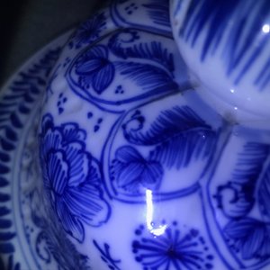 Un vase couvert en porcelaine de Chine bleu et blanc à décor floral, Kangxi — photo 12
