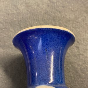 Un vase de forme bouteille en porcelaine de Chine bleu poudré et un en bleu et blanc, Kangxi — photo 8