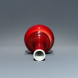 Un vase de forme bouteille en porcelaine de Chine langyao monochrome, marque de Kangxi, 19/20ème — photo 5