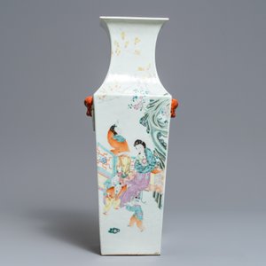 Un vase de forme carré en porcelaine de Chine qianjiang cai, 19/20ème — photo 3