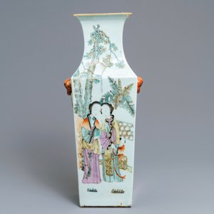 Un vase de forme carré et une terrine couverte en porcelaine de Chine qianjiang cai, 19/20ème — photo 2