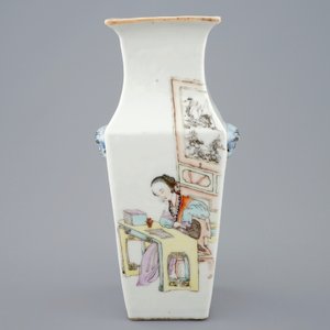 Un vase de forme carrée en porcelaine de Chine qianjiang, 19/20ème — photo 4