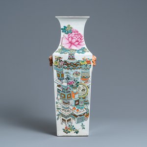 Un vase de forme carrée en porcelaine de Chine qianjiang cai, 19ème — photo 1