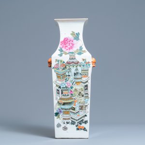 Un vase de forme carrée en porcelaine de Chine qianjiang cai, 19ème — photo 3