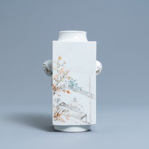 Un vase de forme 'cong' en porcelaine de Chine qianjiang cai, 19/20ème — photo 4