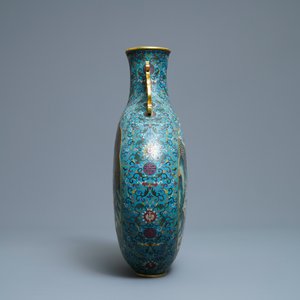 Un vase de forme 'moonflask' en émaux cloisonnés, marque de Qianlong, 19ème — photo 2