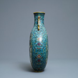 Un vase de forme 'moonflask' en émaux cloisonnés, marque de Qianlong, 19ème — photo 4
