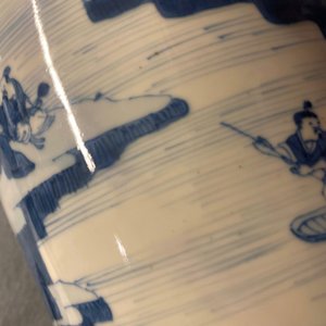 Un vase de forme rouleau en porcelaine de Chine en bleu et blanc, Kangxi — photo 12