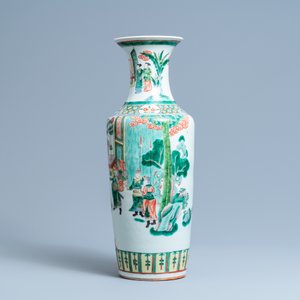 Un vase de forme rouleau en porcelaine de Chine famille verte, 19ème — photo 4
