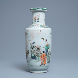 Un vase de forme rouleau en porcelaine de Chine famille verte, Kangxi — photo 4