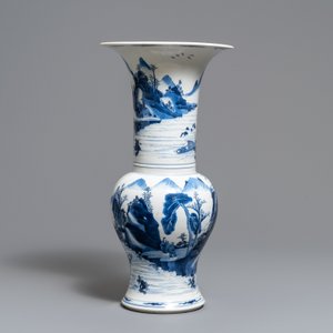 Un vase de forme yenyen en porcelaine de Chine en bleu et blanc, Kangxi — photo 3
