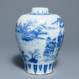 Un vase en faïence de Delft bleu et blanc à décor de chinoiserie, fin du 17ème — photo 3