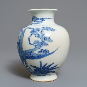 Un vase en porcelaine de Chine bleu et blanc à décor de 'La Romance de la chambre de l'ouest', 19ème — photo 4
