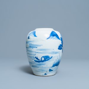 Un vase en porcelaine de Chine en bleu, blanc, céladon et rouge de cuivre à décor d'un paysage, Kangxi — photo 5