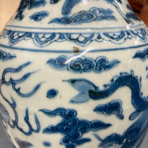 Un vase en porcelaine de Chine en bleu et blanc à décor de 'dragons de mer', Wanli — photo 23
