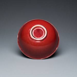 Un vase en porcelaine de Chine en bleu et blanc à décor de lions bouddhistes et un bol à émail langyao, 19/20ème — photo 7