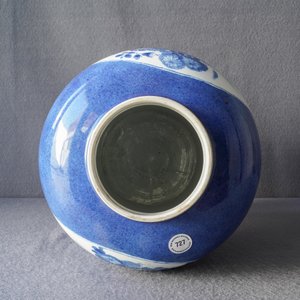 Un vase en porcelaine de Chine en bleu et blanc à fond bleu poudré, Kangxi — photo 19