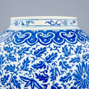 Un vase et son couvercle en porcelaine de Chine bleu et blanc à décor de fleurs de lotus, 19ème — photo 7