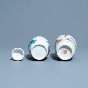 Un vase et un pot couvert en porcelaine de Chine famille rose, 19/20ème — photo 6
