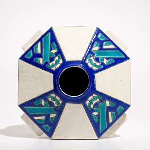 Un vase géomètrique art deco aux émaux craquelés, Charles Catteau pour Boch Kéramis, 1ère moitié du 20ème — photo 5