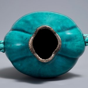 Un vase sur socle en porcelaine de Chine turquoise monochrome, 18ème — photo 6