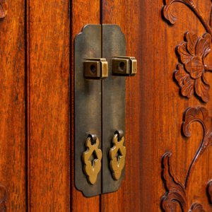 Une armoire à deux portes aux panneaux sculptés à décor floral en bois, Chine, 19ème — photo 11