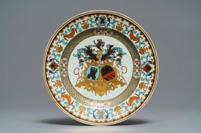 Une assiette armoriée pour Bistrate et Poli en porcelaine de Chine pour le marché belge, Qianlong