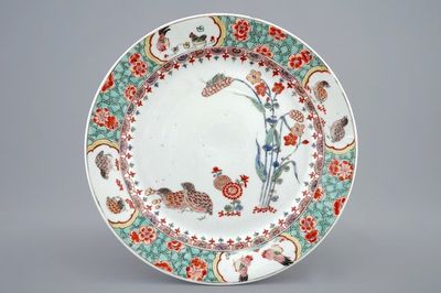 Une assiette aux cailles en porcelaine de Chine famille verte, Kangxi