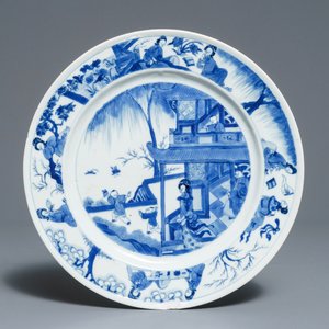 Une assiette en porcelaine de Chine bleu et blanc, Kangxi — photo 1